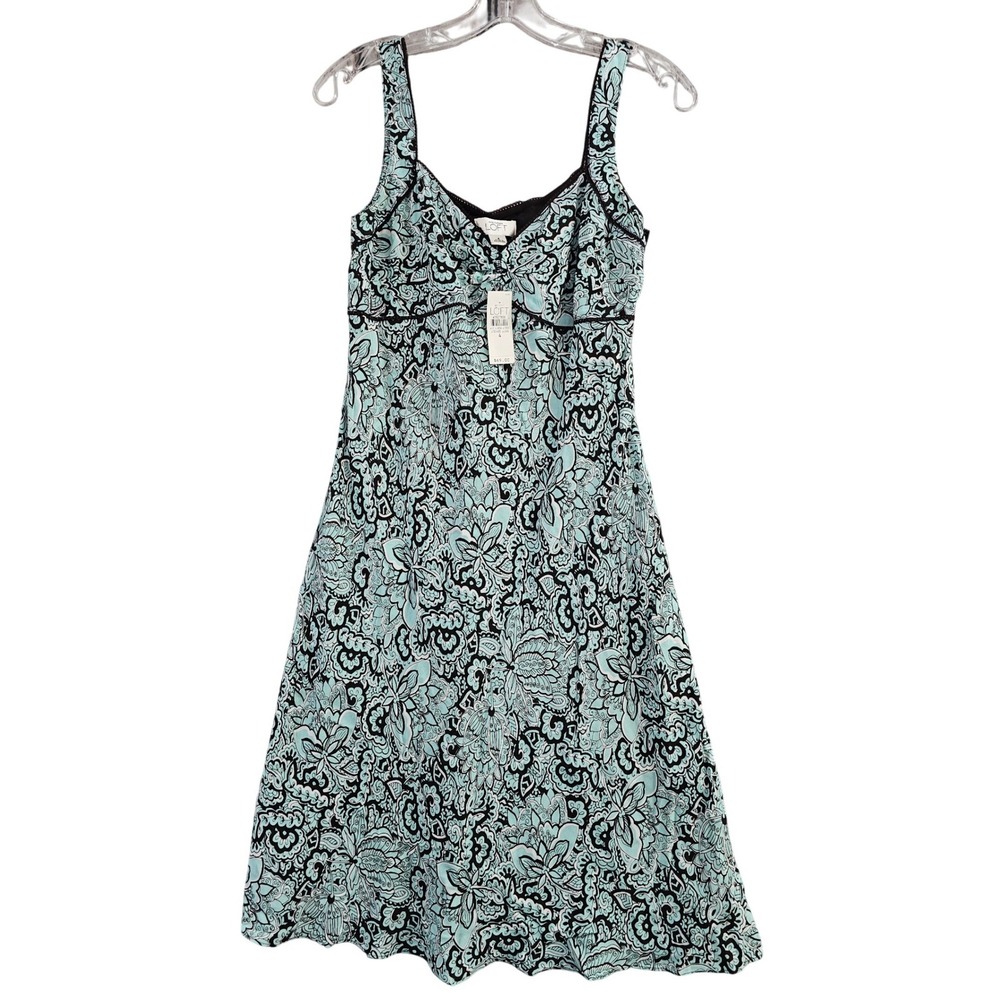 Ann Taylor Loft Floral Paisley Dress Womens 4 Blue NEW Sleeveless V-Neck Rayon
